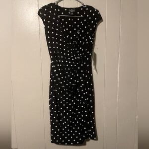 American Living Nwt V Neck Navy With Polka Dot Dress